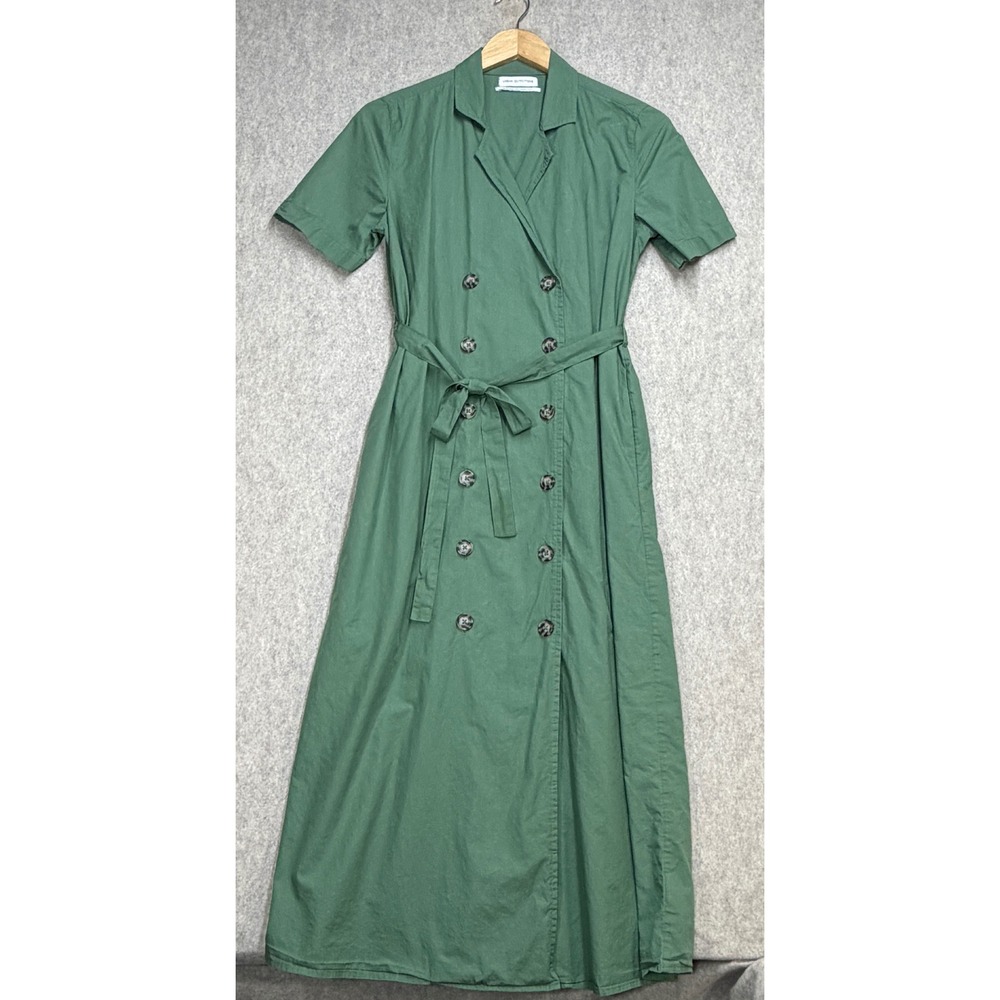 Urban Outfitters Trench Dress Womens M Green Safari Military Gorpcore Midi Belt